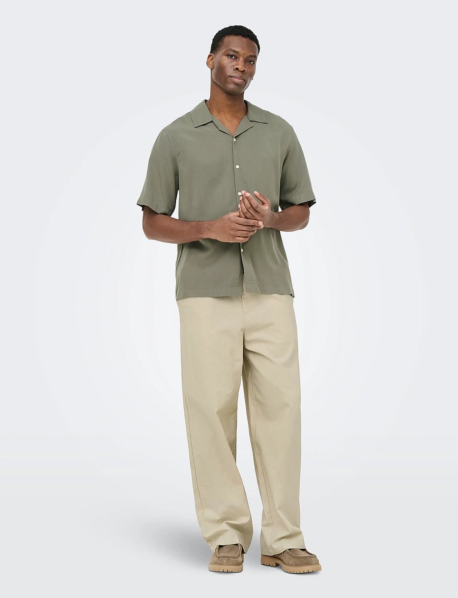 ONLY & SONS - ONSPERU SS REG TENCEL SHIRT NOOS - lühikeste varrukatega särgid - castor gray - 4