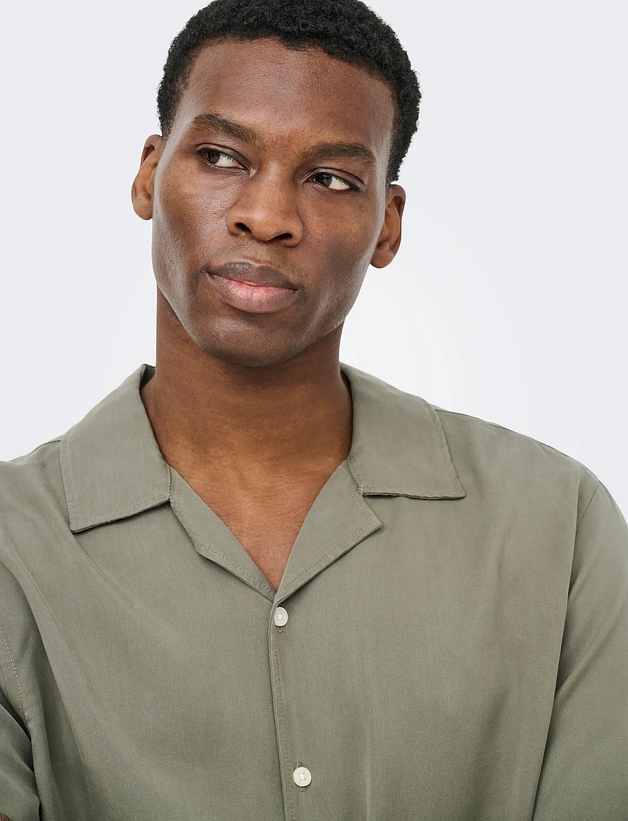 ONLY & SONS - ONSPERU SS REG TENCEL SHIRT NOOS - lühikeste varrukatega särgid - castor gray - 5