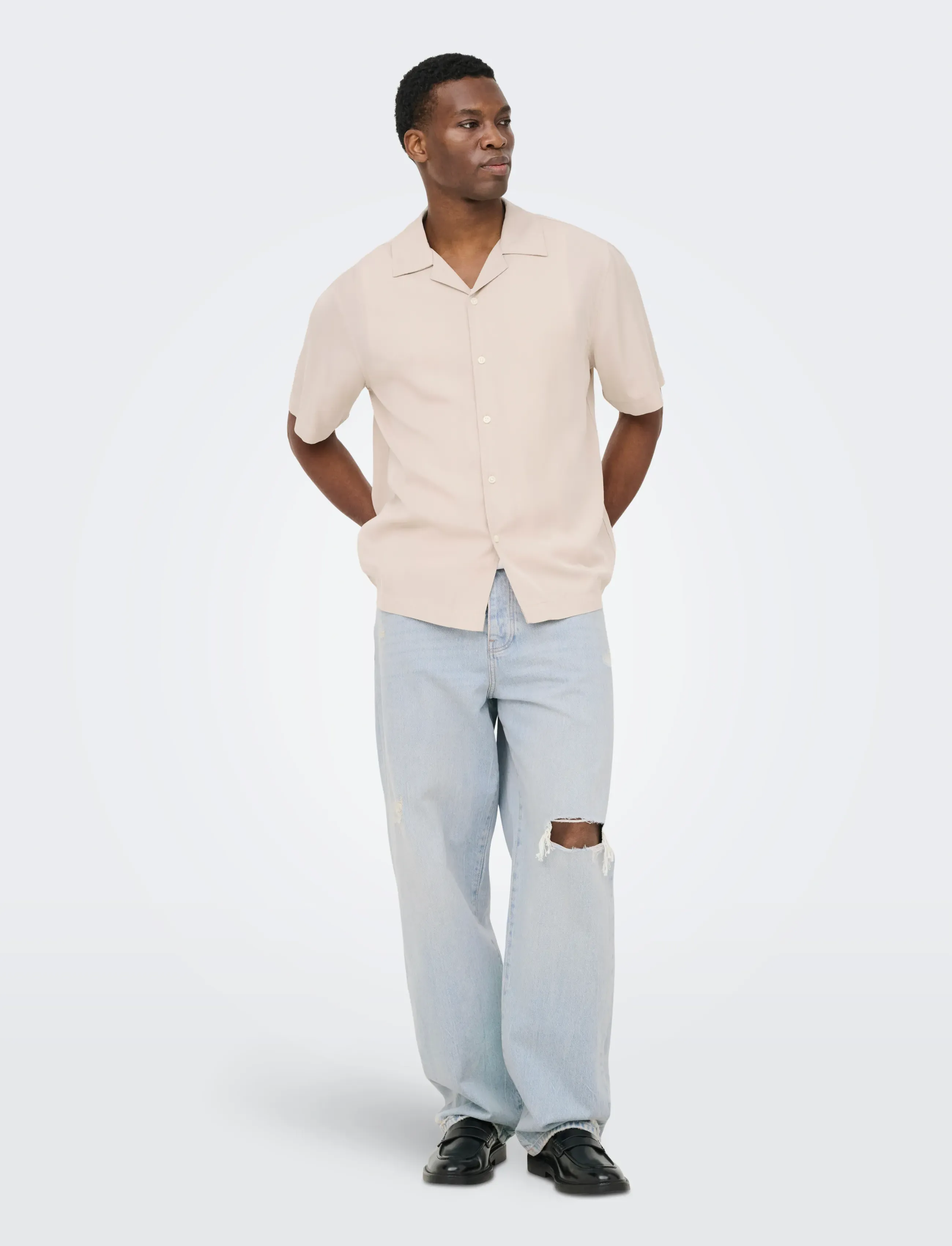 ONLY & SONS - ONSPERU SS REG TENCEL SHIRT NOOS - kortærmede skjorter - silver lining - 4