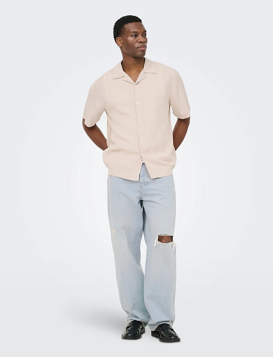 ONLY & SONS - ONSPERU SS REG TENCEL SHIRT NOOS - lühikeste varrukatega särgid - silver lining - 4