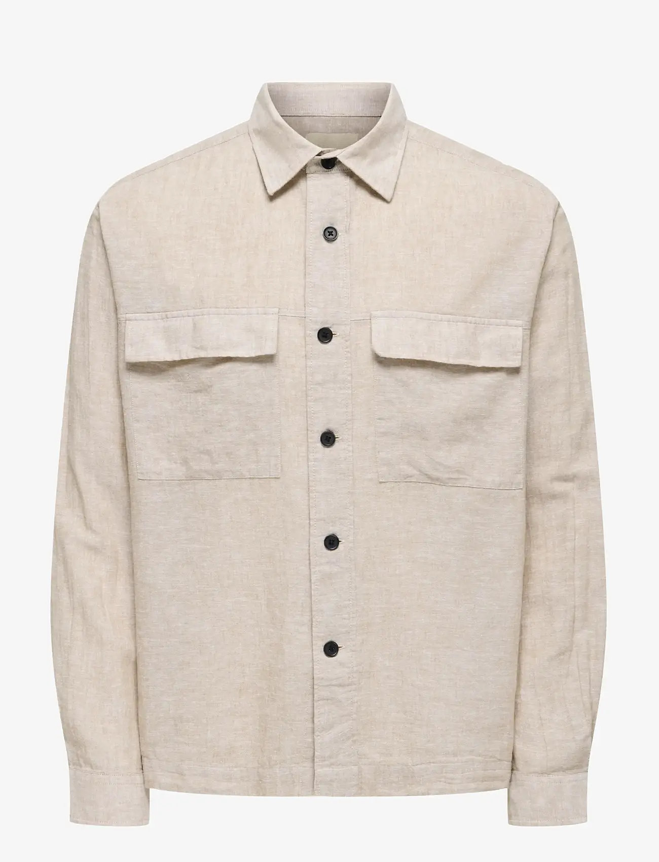 ONLY & SONS - ONSCAIDEN LS OVERSHIRT LINEN BLEND - collections - chinchilla - 1