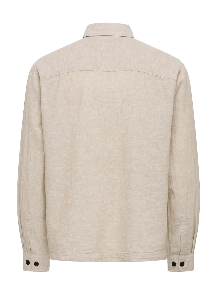 ONLY & SONS - ONSCAIDEN LS OVERSHIRT LINEN BLEND - kollektioner - chinchilla - 2