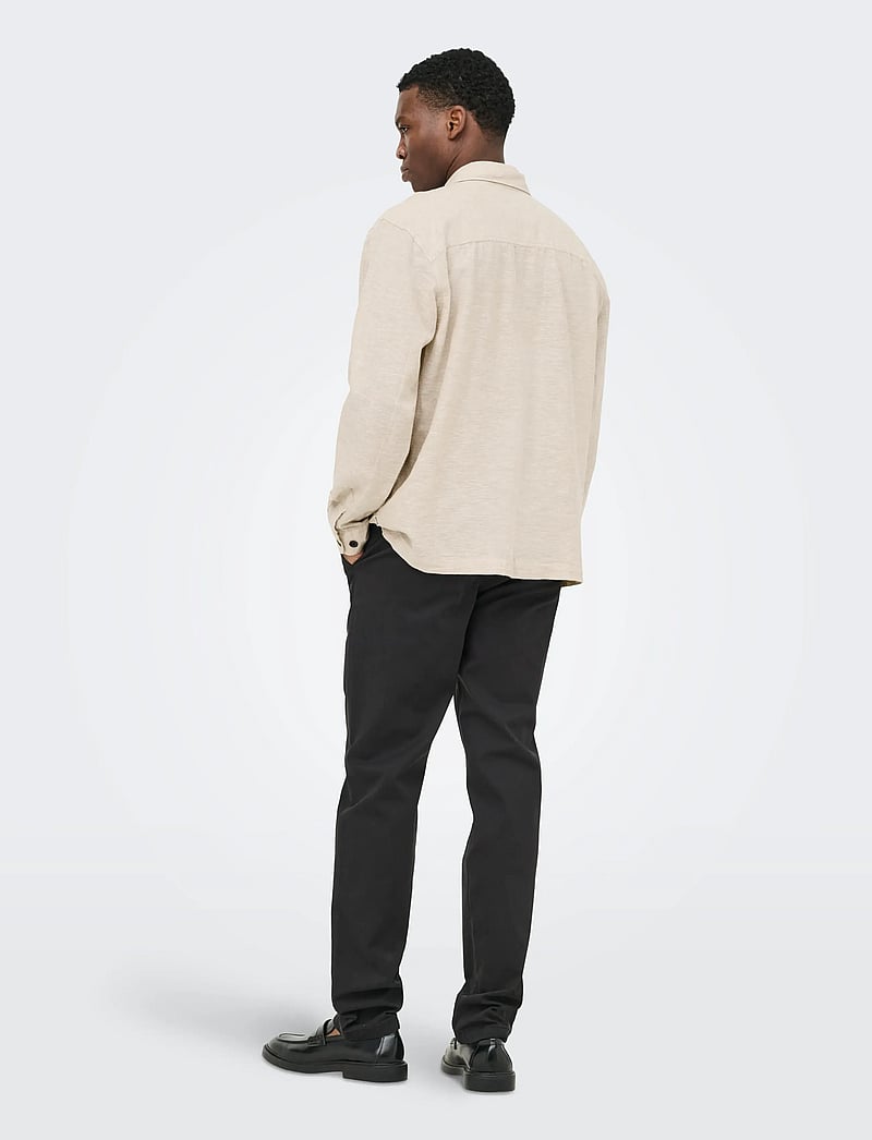 ONLY & SONS - ONSCAIDEN LS OVERSHIRT LINEN BLEND - collections - chinchilla - 3