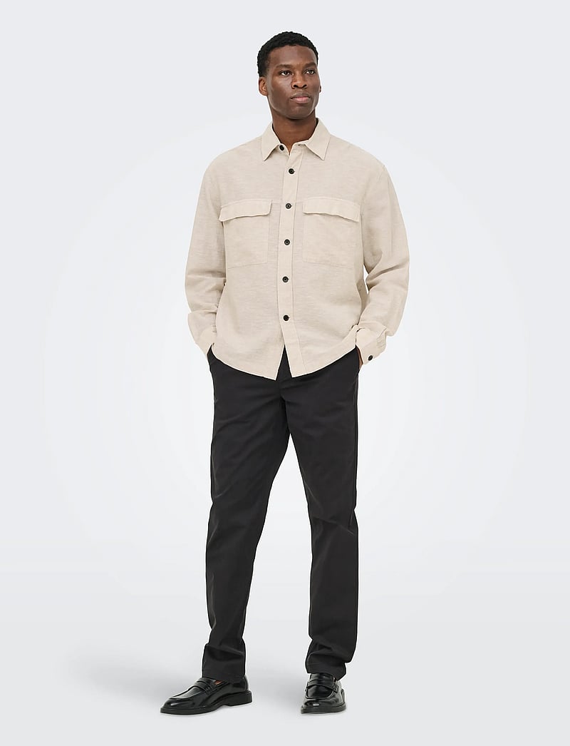 ONLY & SONS - ONSCAIDEN LS OVERSHIRT LINEN BLEND - collections - chinchilla - 4