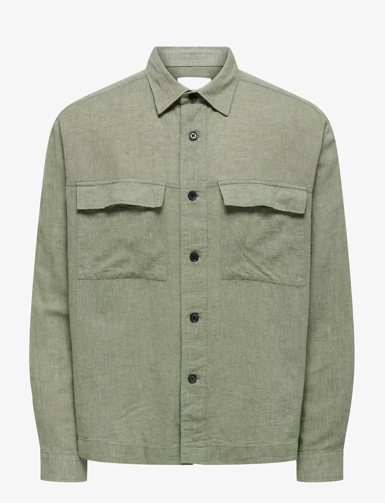 ONLY & SONS - ONSCAIDEN LS OVERSHIRT LINEN BLEND - kollektsioonid - swamp - 1