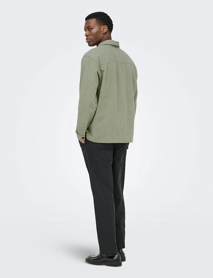 ONLY & SONS - ONSCAIDEN LS OVERSHIRT LINEN BLEND - kollektsioonid - swamp - 3