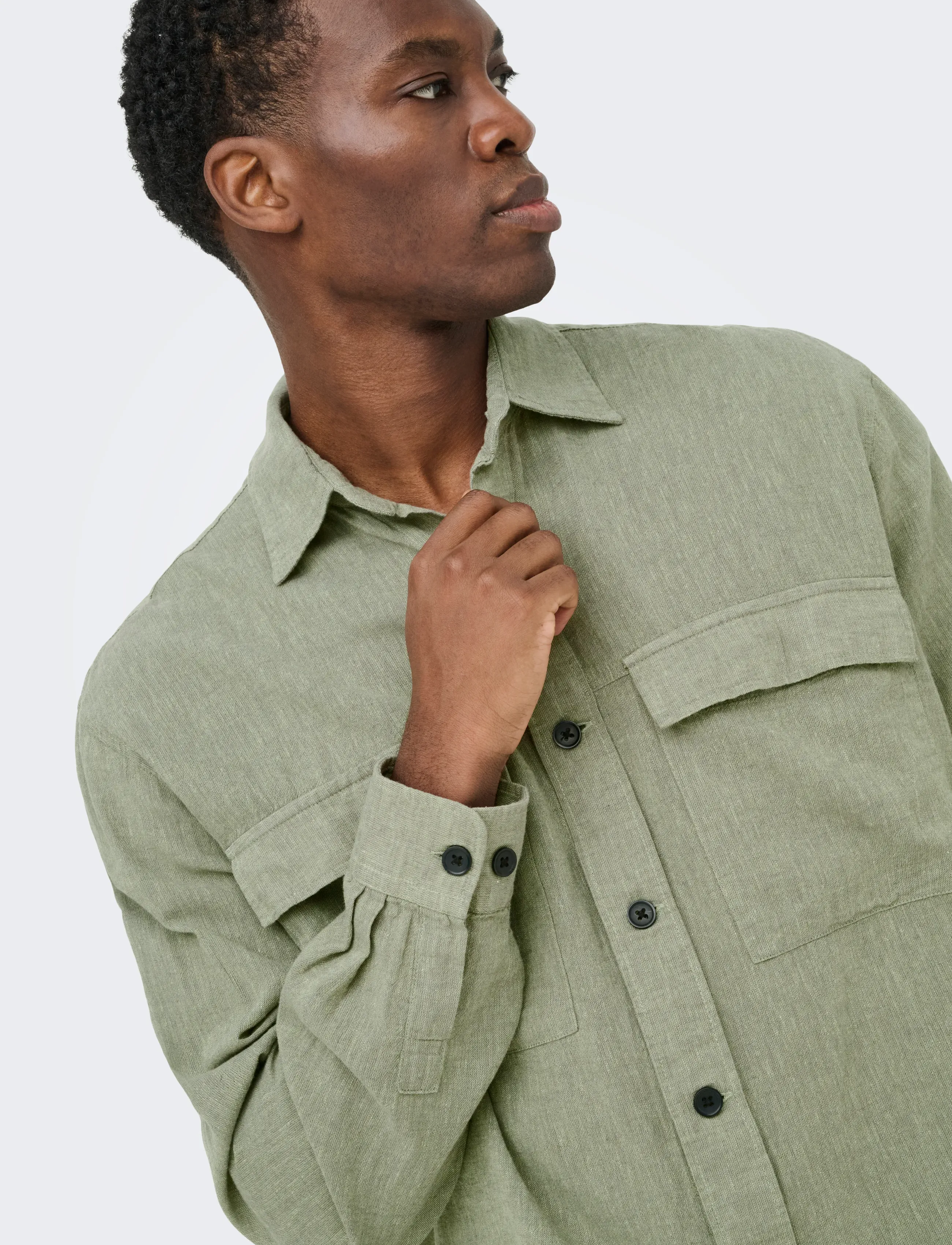 ONLY & SONS - ONSCAIDEN LS OVERSHIRT LINEN BLEND - kollektsioonid - swamp - 5