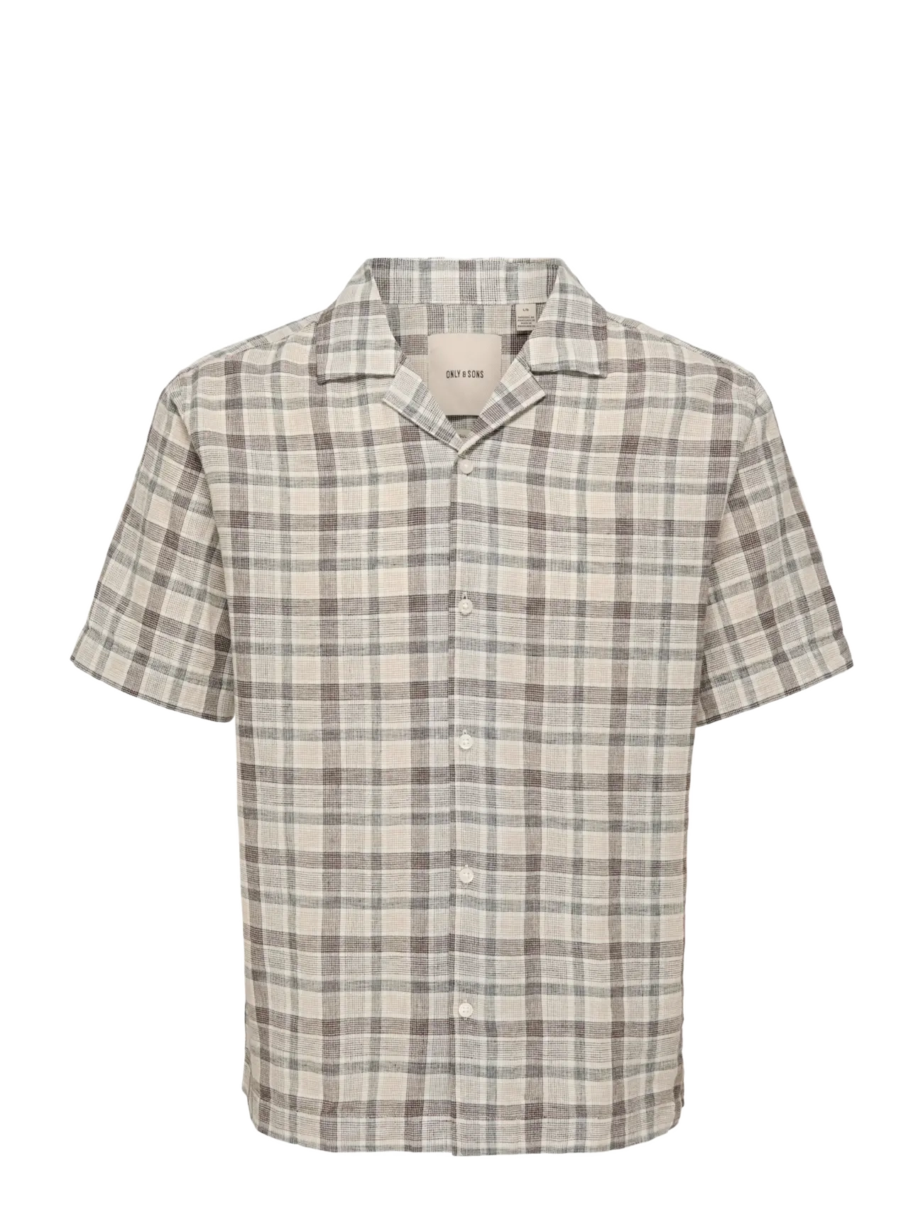ONLY & SONS ONSCAIDEN LIFE CHECK LINEN BLEND SS - Tøj - COFFEE BEAN / brown