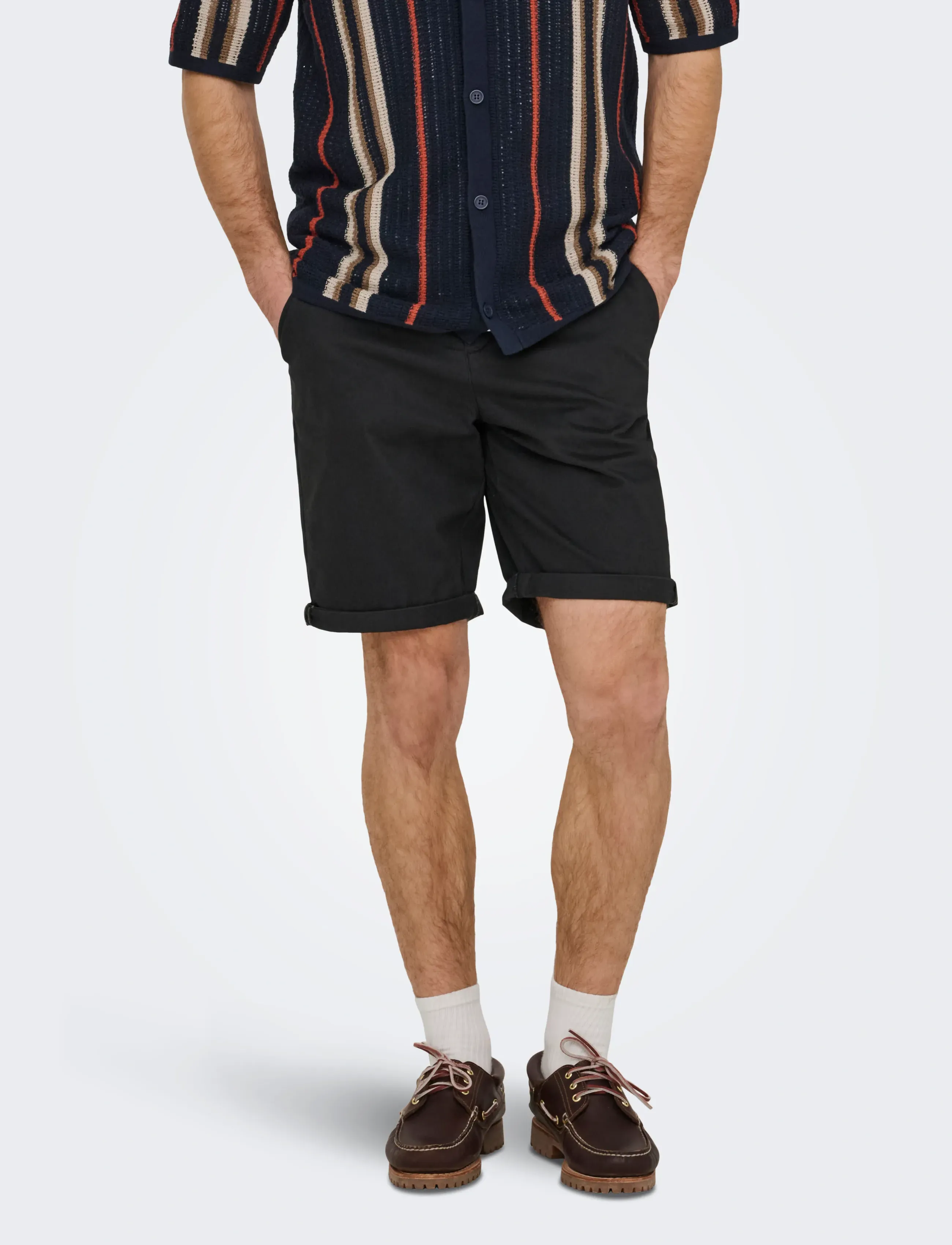 ONLY & SONS Onssaul 0573 Shorts Noos, L, Black, Shorts > Chinoshorts, Herre