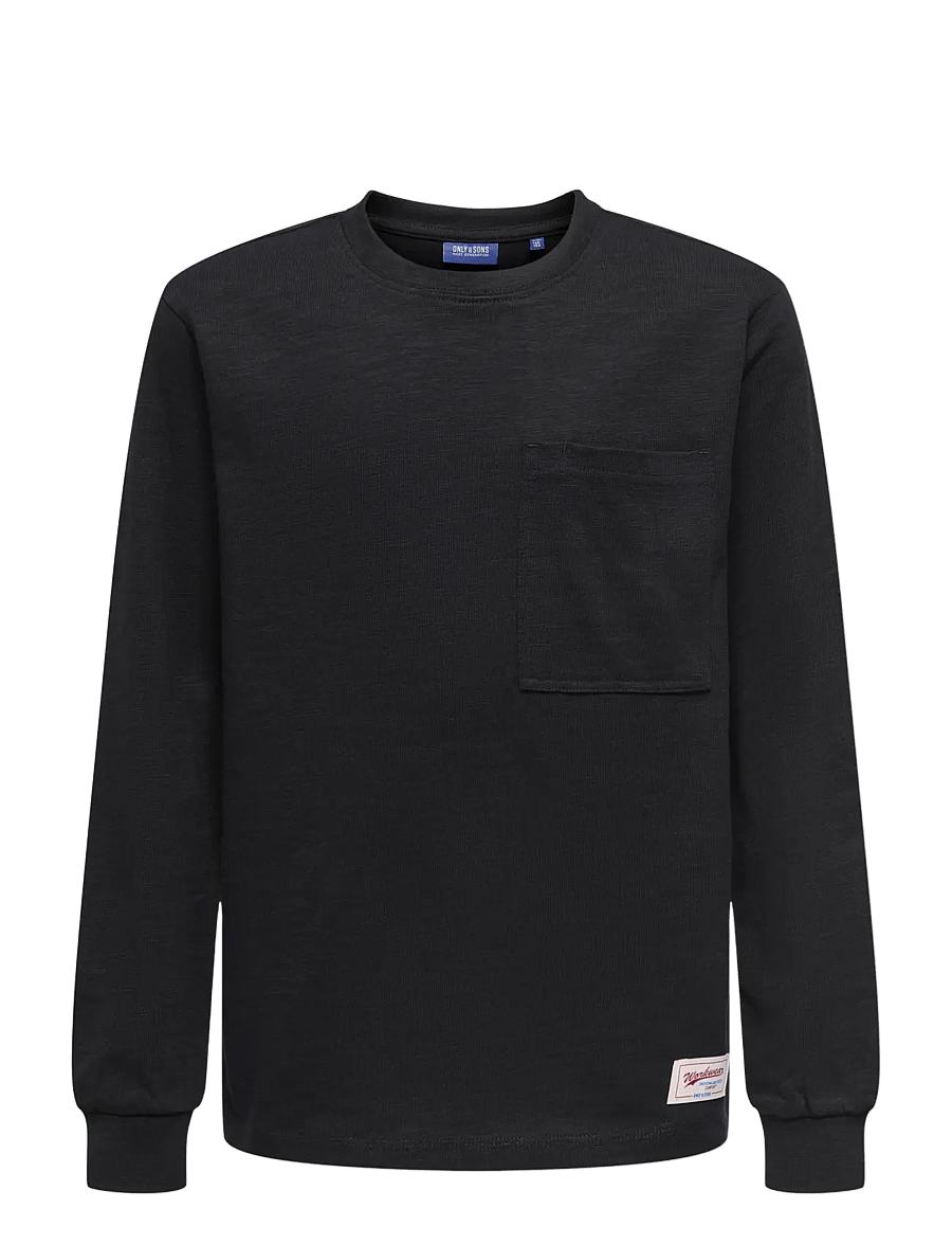 ONLY & SONS - OSJMACKEY REG LS LOGO TEE JRS - długi rękaw - jet black - 0