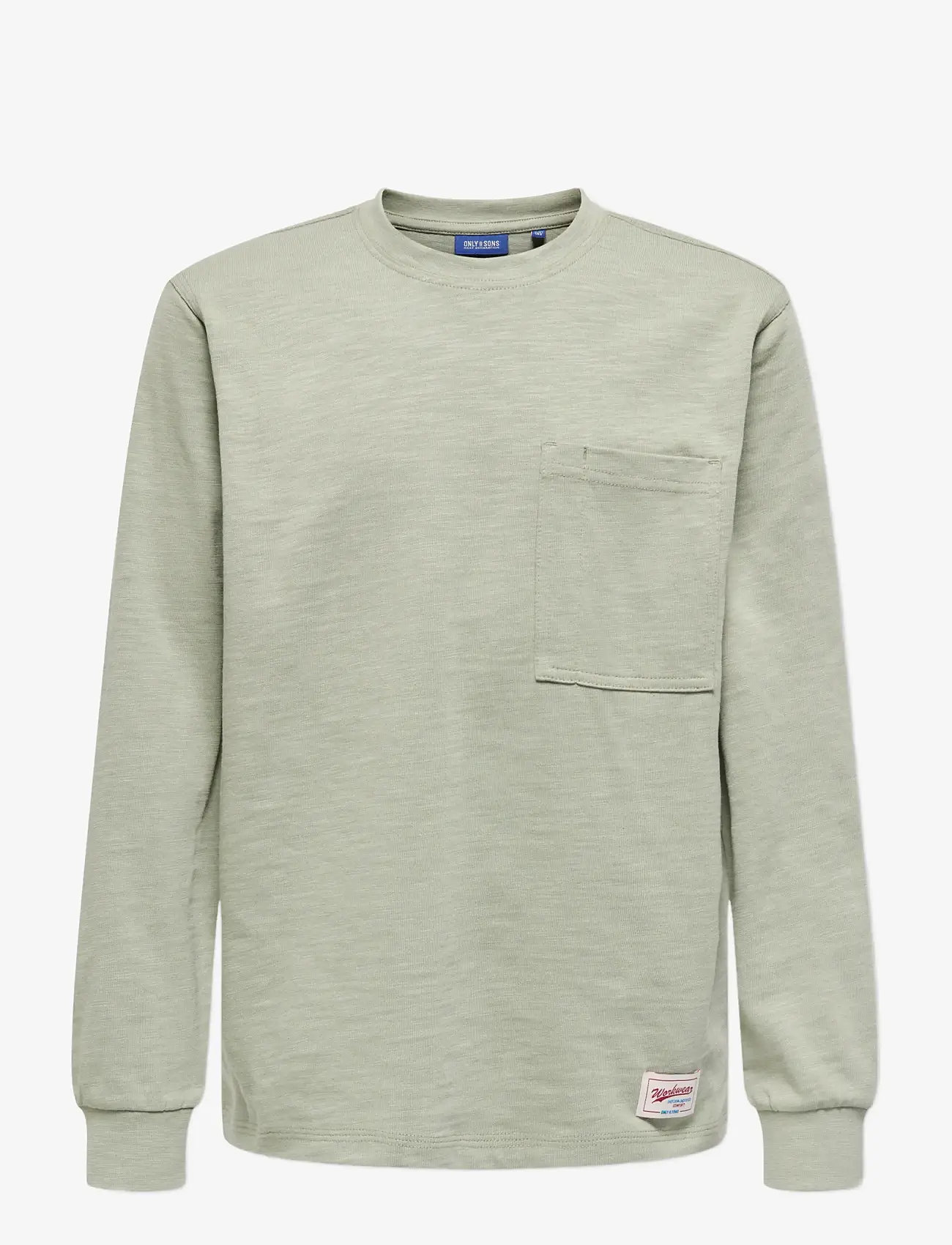 ONLY & SONS - OSJMACKEY REG LS LOGO TEE JRS - langærmede t-shirts - seagrass - 0