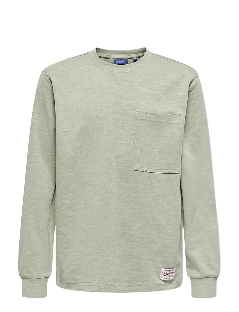 ONLY & SONS - OSJMACKEY REG LS LOGO TEE JRS - langærmede t-shirts - seagrass - 0