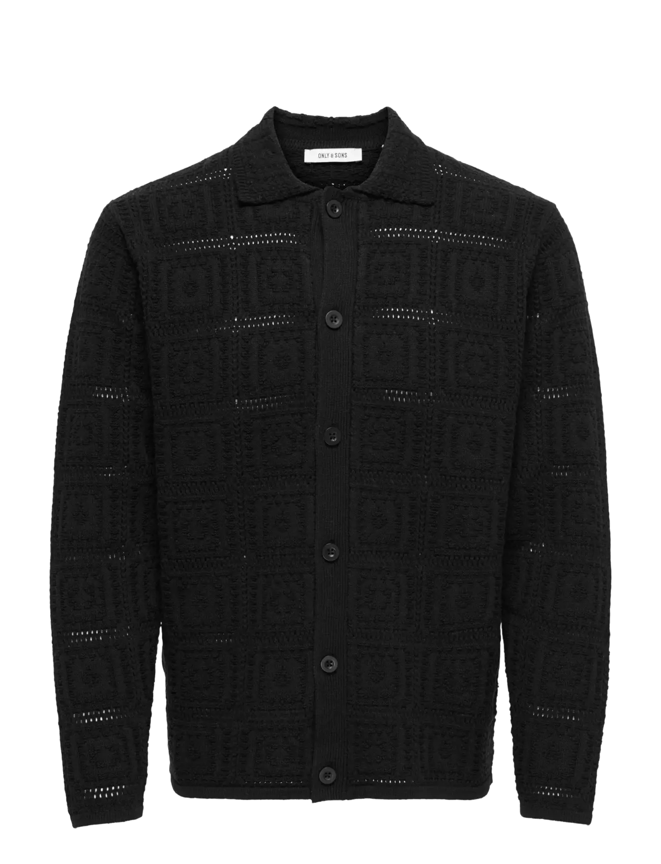 ONLY & SONS ONSBART LIFE RLX 5 LS SHIRT KNIT - Stickat - BLACK / black