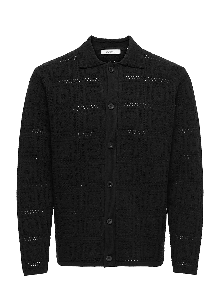 ONLY & SONS - ONSBART LIFE RLX 5 LS SHIRT KNIT - cardigans - black - 1