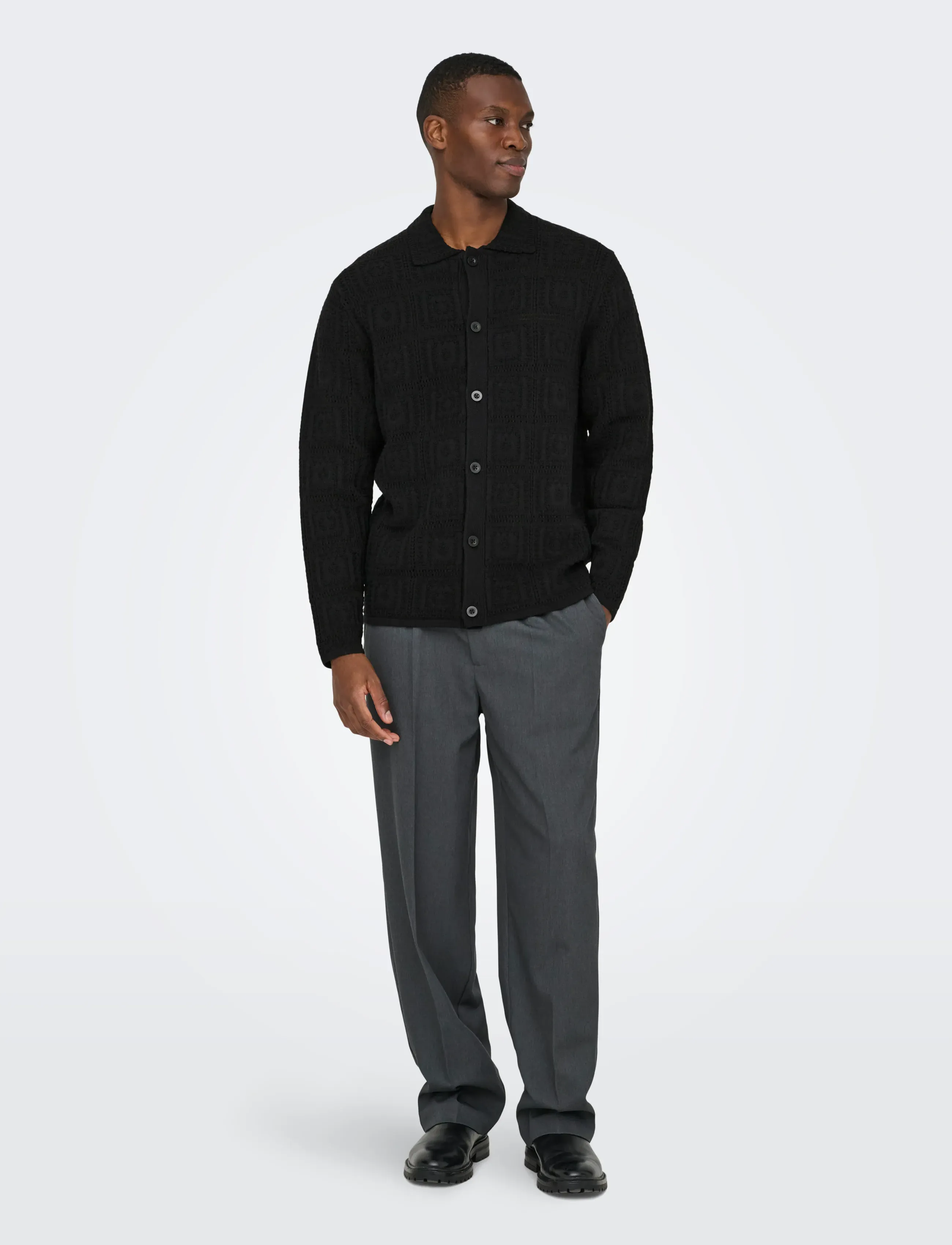 ONLY & SONS - ONSBART LIFE RLX 5 LS SHIRT KNIT - kardiganid - black - 0