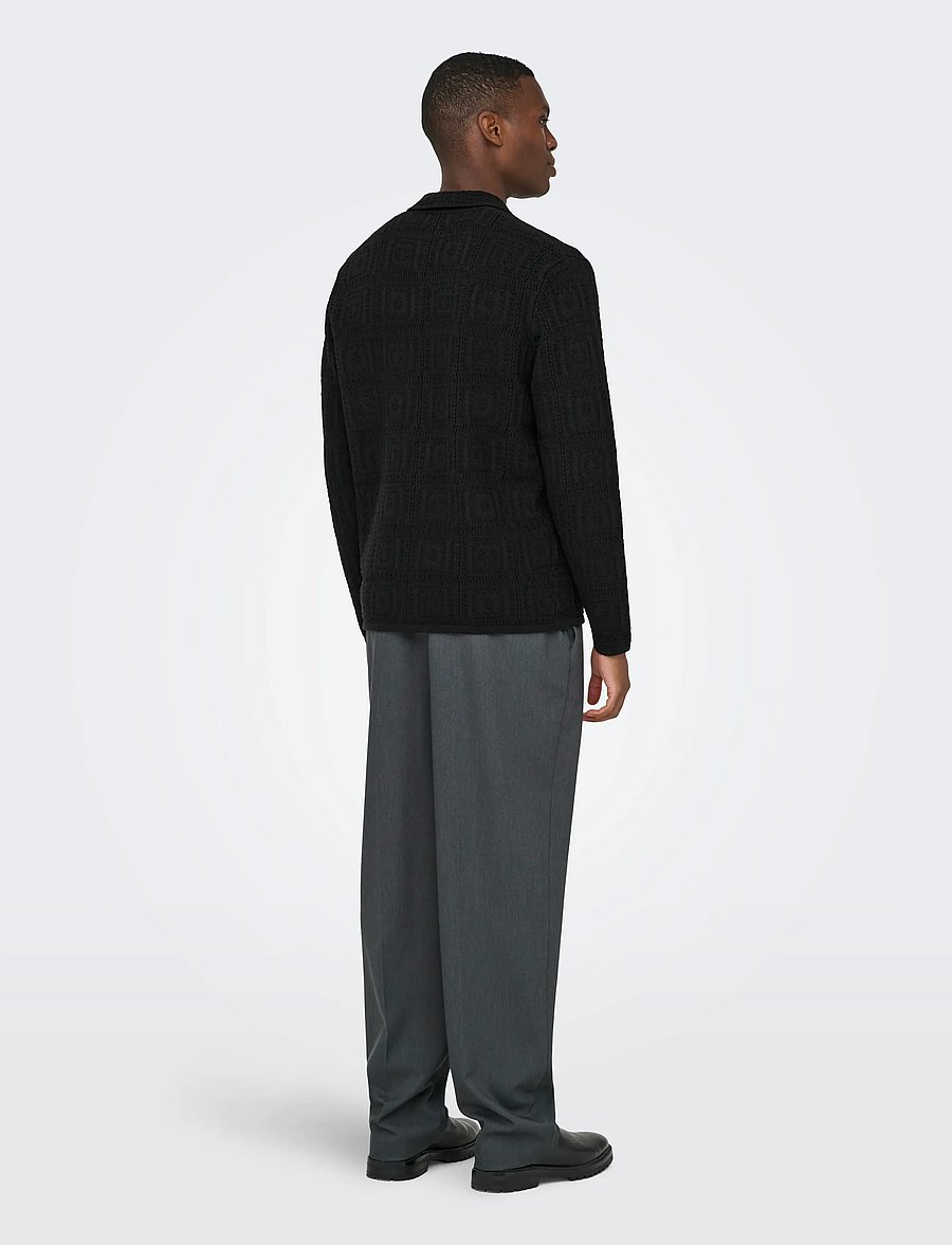 ONLY & SONS - ONSBART LIFE RLX 5 LS SHIRT KNIT - cardigans - black - 2