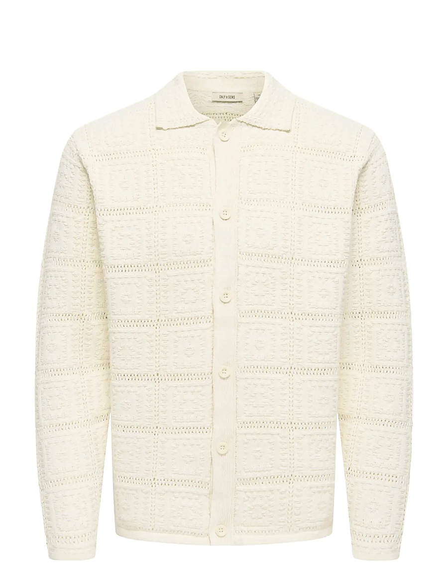 ONLY & SONS - ONSBART LIFE RLX 5 LS SHIRT KNIT - strickjacken - cloud dancer - 0
