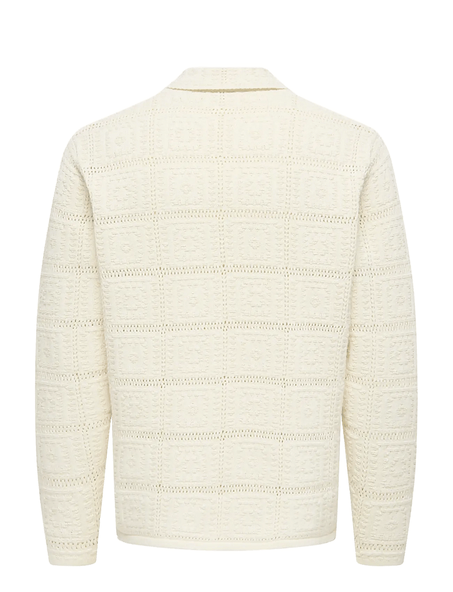 ONLY & SONS - ONSBART LIFE RLX 5 LS SHIRT KNIT - strickjacken - cloud dancer - 1
