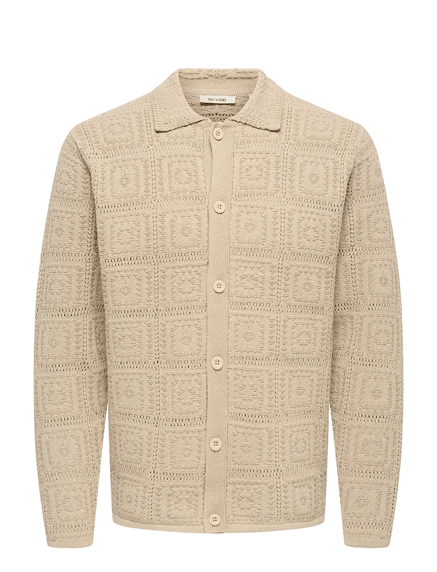 ONLY & SONS - ONSBART LIFE RLX 5 LS SHIRT KNIT - strickjacken - silver lining - 1