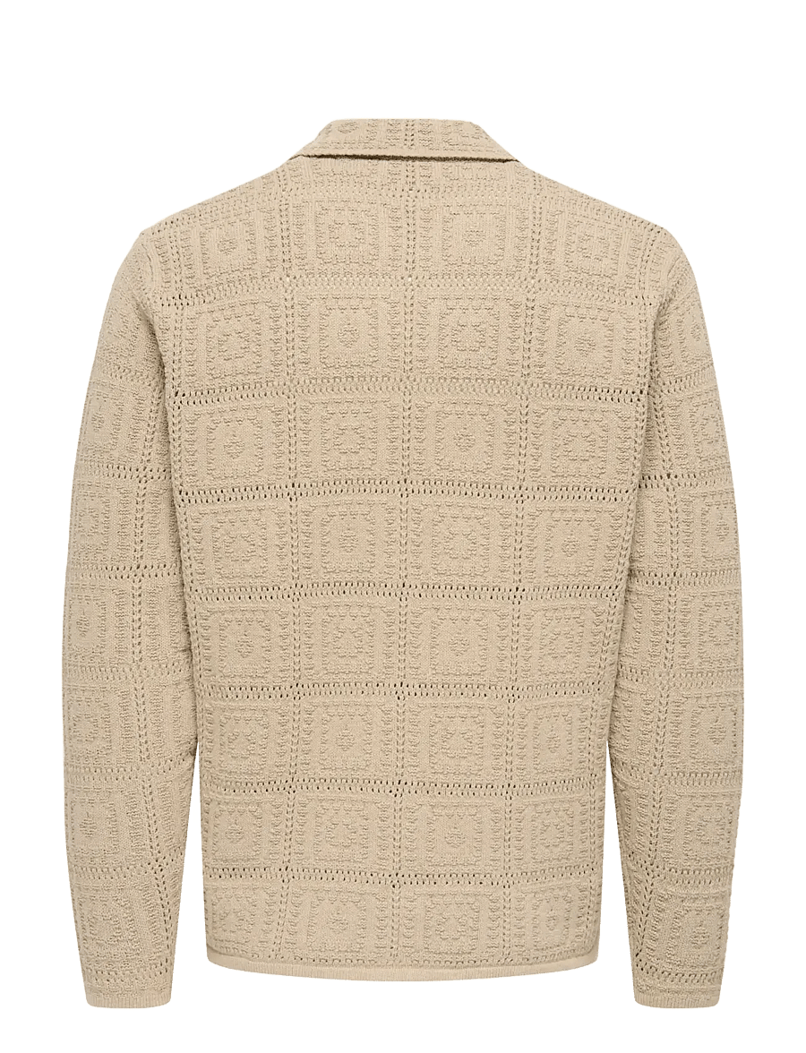 ONLY & SONS - ONSBART LIFE RLX 5 LS SHIRT KNIT - strickjacken - silver lining - 2