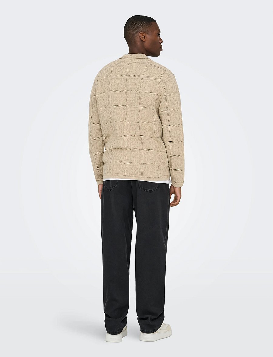 ONLY & SONS - ONSBART LIFE RLX 5 LS SHIRT KNIT - strickjacken - silver lining - 3