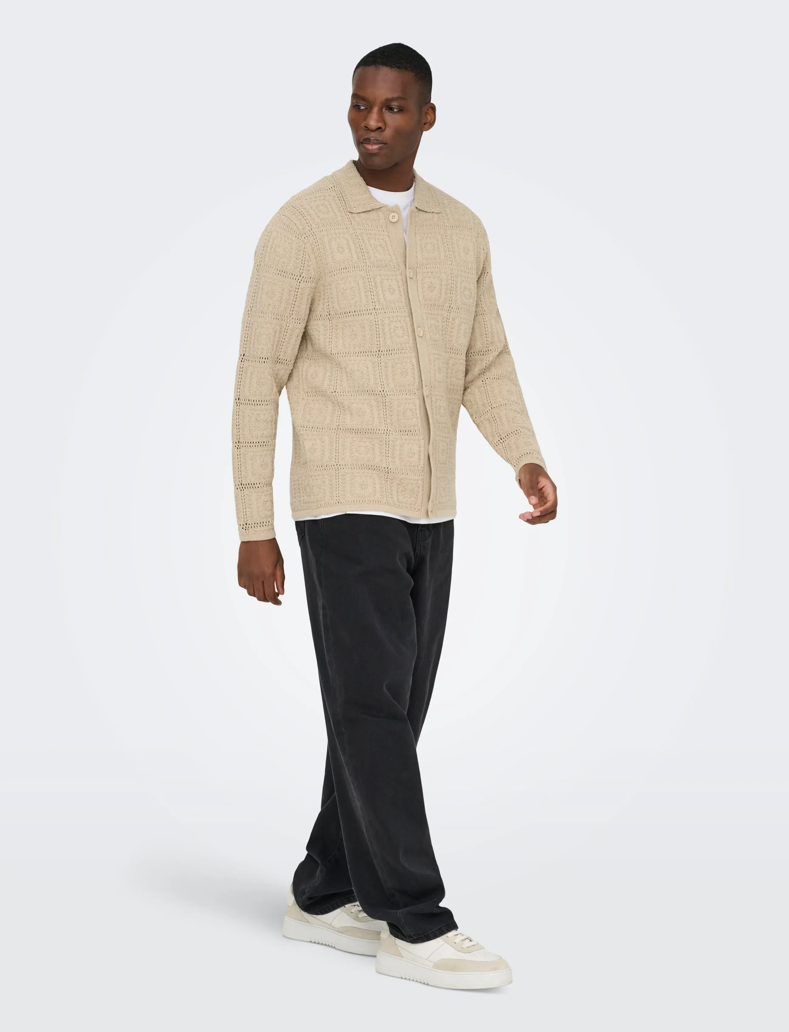 ONLY & SONS - ONSBART LIFE RLX 5 LS SHIRT KNIT - koftor - silver lining - 4