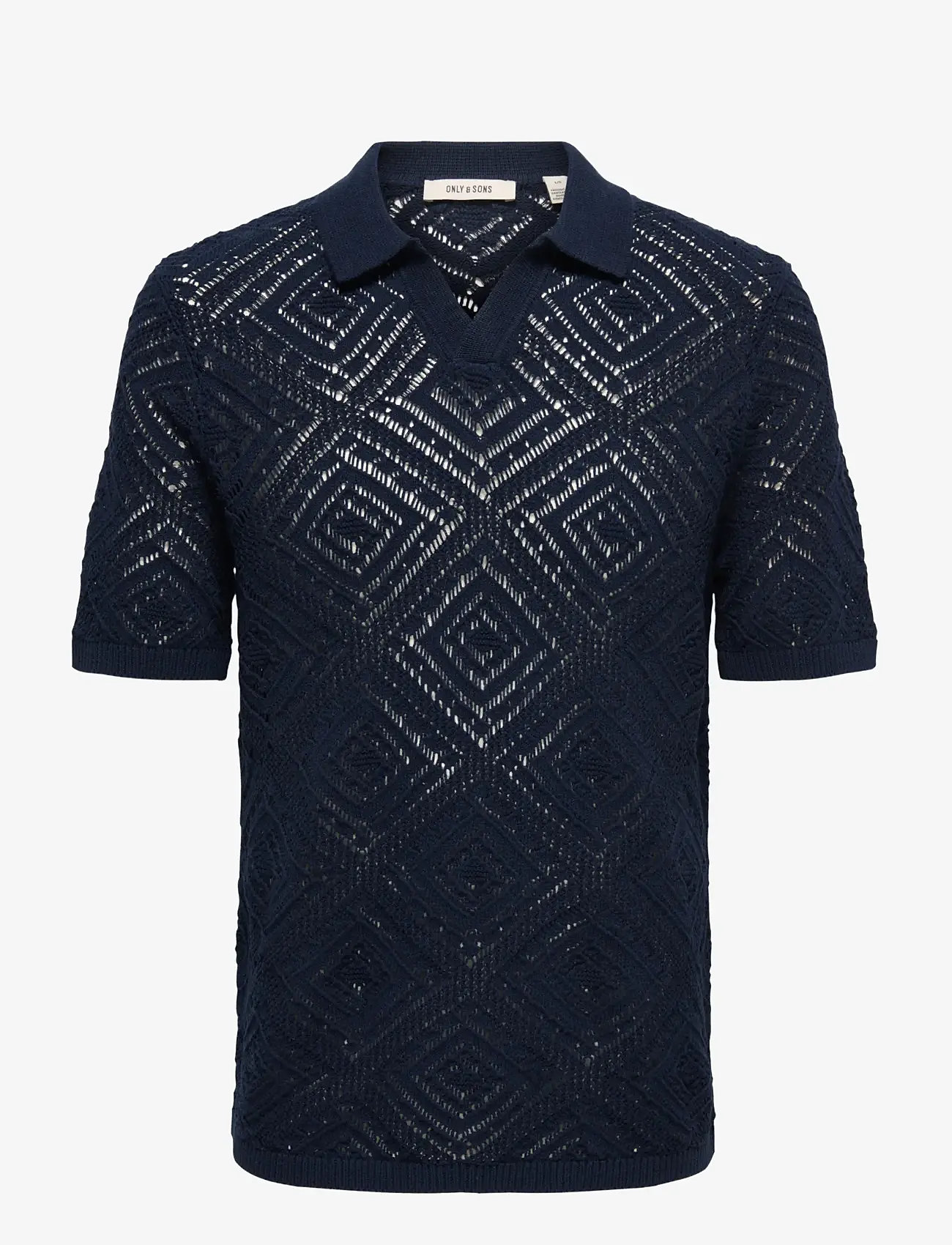 ONLY & SONS - ONSKOLMAR LIFE REG 5 SS RESORT KNIT - kortærmede poloer - dark navy - 1