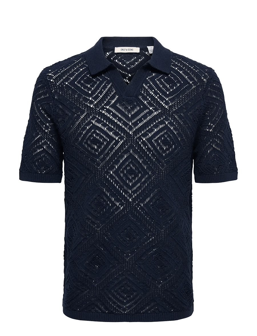 ONLY & SONS - ONSKOLMAR LIFE REG 5 SS RESORT KNIT - kurzärmelig - dark navy - 1
