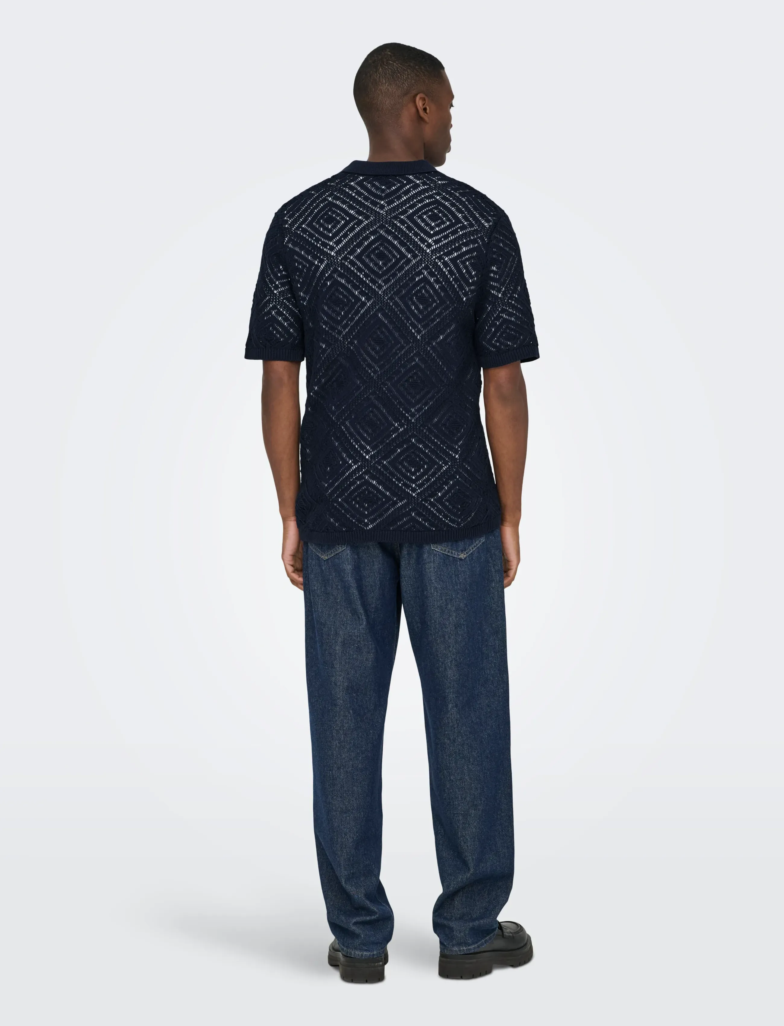 ONLY & SONS - ONSKOLMAR LIFE REG 5 SS RESORT KNIT - lühikeste varrukatega polod - dark navy - 2