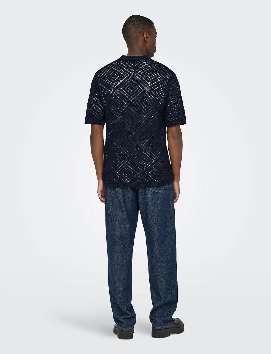 ONLY & SONS - ONSKOLMAR LIFE REG 5 SS RESORT KNIT - kurzärmelig - dark navy - 2