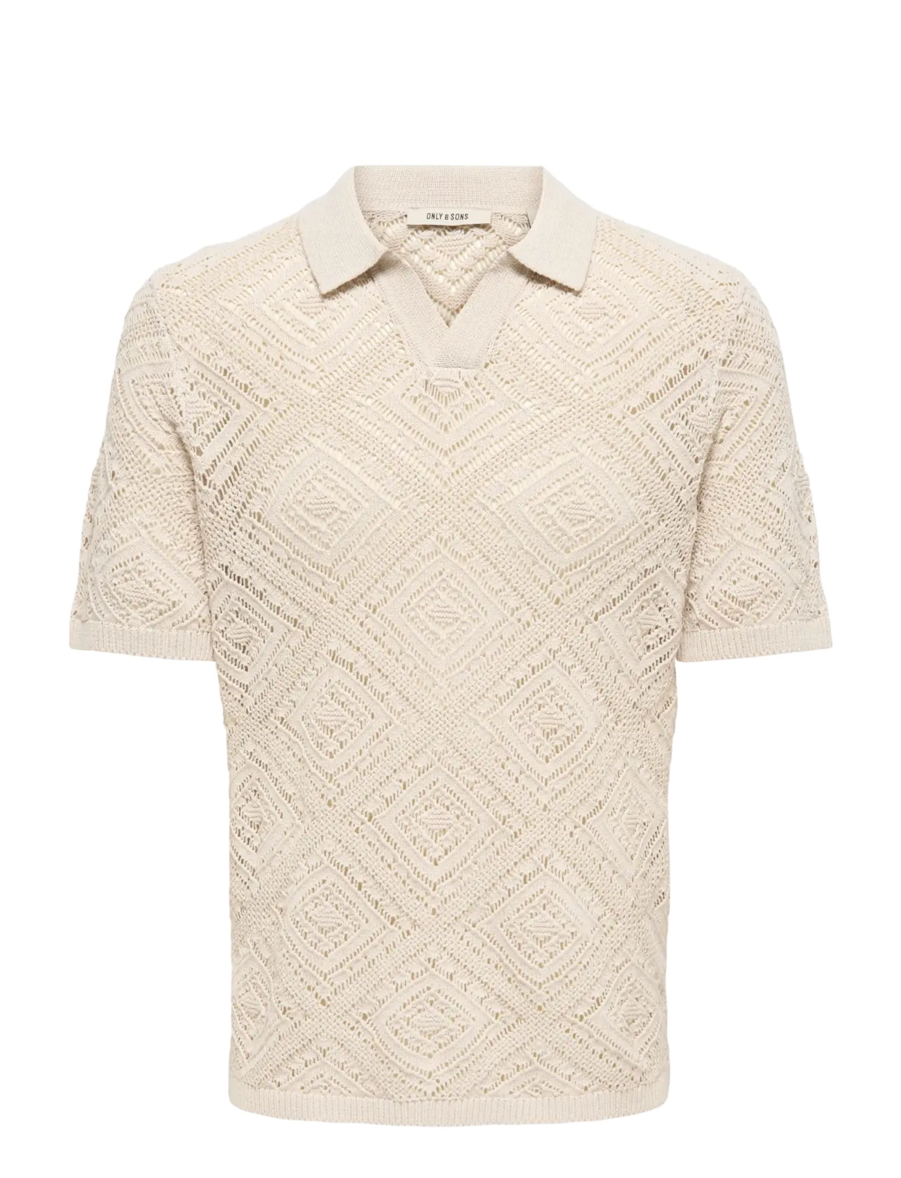 ONLY & SONS ONSKOLMAR LIFE REG 5 SS RESORT KNIT - Poloshirts - SILVER LINING / cream