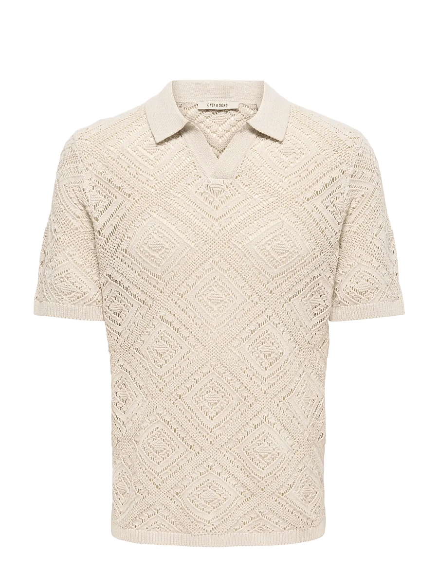 ONLY & SONS - ONSKOLMAR LIFE REG 5 SS RESORT KNIT - polo krekli ar īsām piedurknēm - silver lining - 1