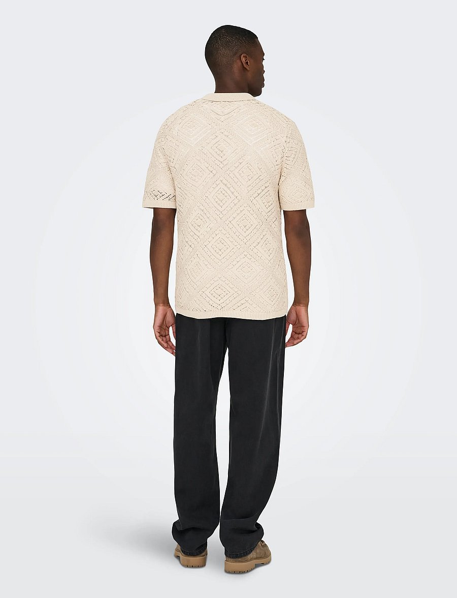ONLY & SONS - ONSKOLMAR LIFE REG 5 SS RESORT KNIT - polo krekli ar īsām piedurknēm - silver lining - 2