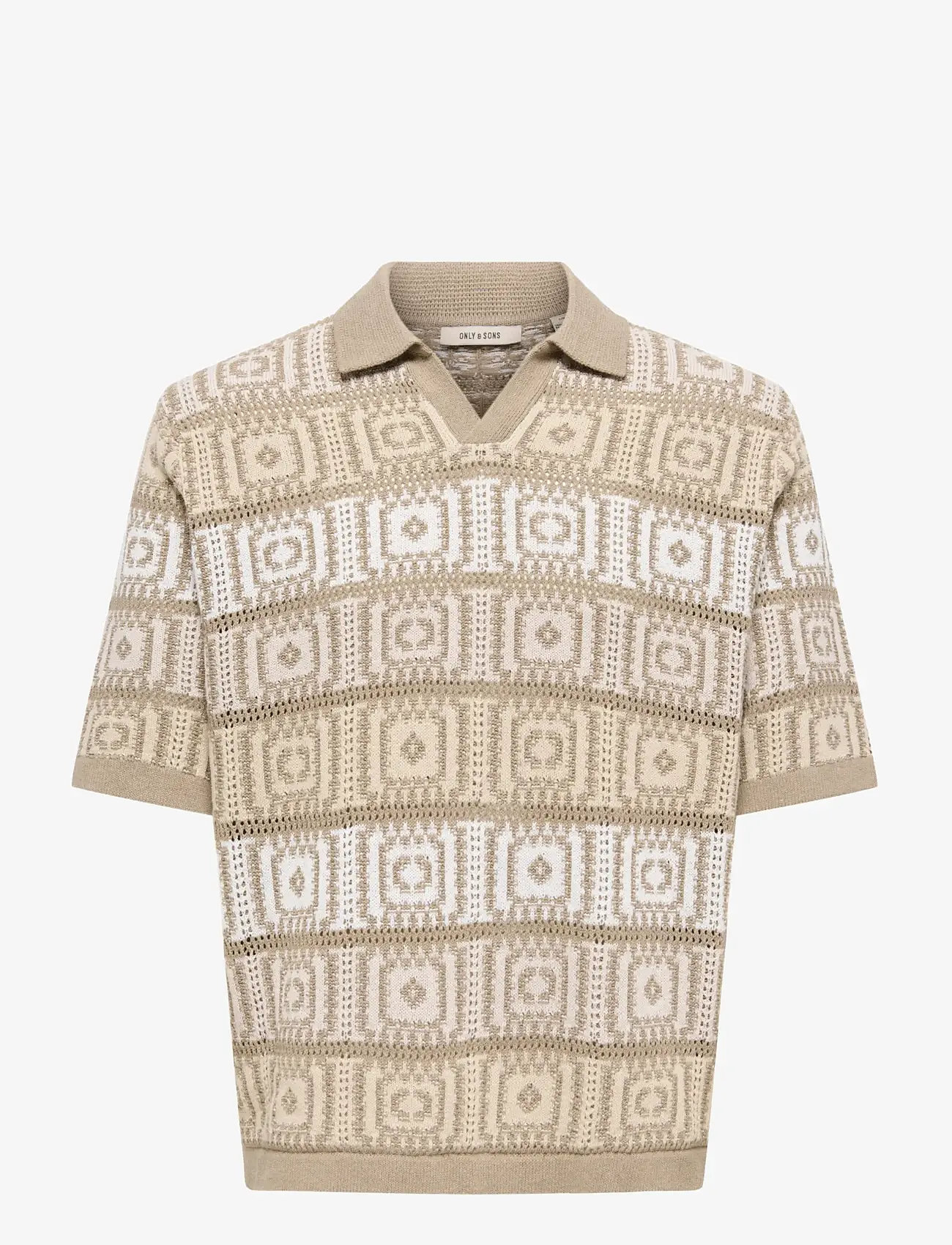 ONLY & SONS - ONSBART LIFE RLX 5 SS RESORT KNIT - kurzärmelig - chinchilla - 1