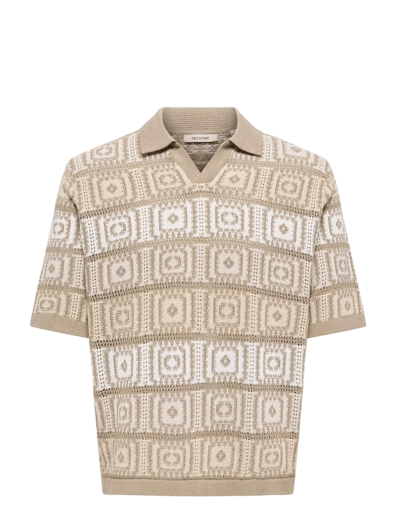 ONLY & SONS - ONSBART LIFE RLX 5 SS RESORT KNIT - kurzärmelig - chinchilla - 1