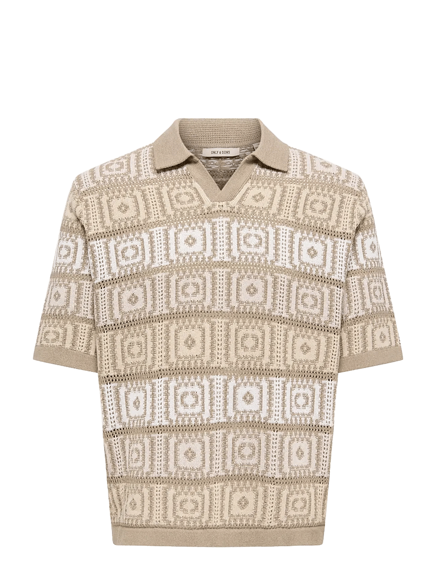 ONLY & SONS - ONSBART LIFE RLX 5 SS RESORT KNIT - kurzärmelig - chinchilla - 1