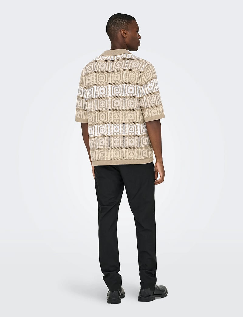 ONLY & SONS - ONSBART LIFE RLX 5 SS RESORT KNIT - kurzärmelig - chinchilla - 2