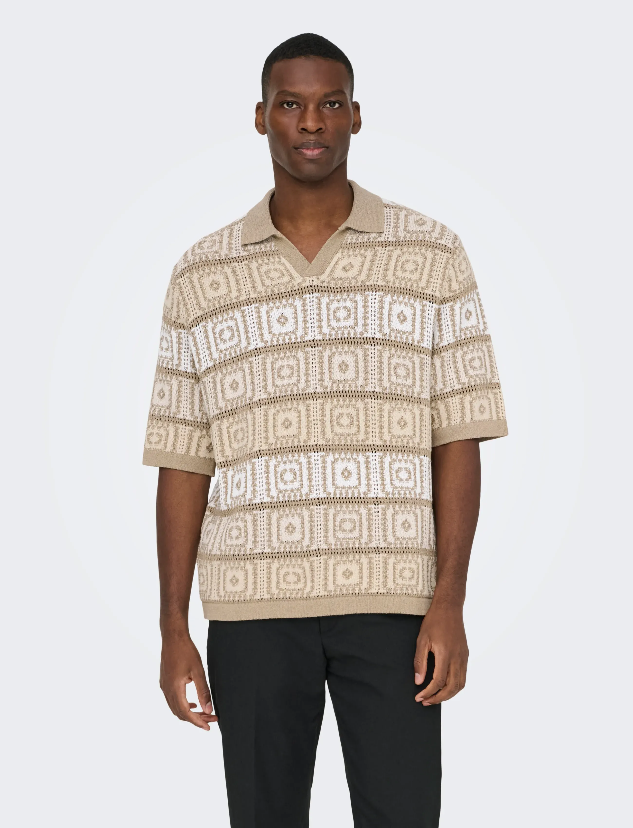 ONLY & SONS - ONSBART LIFE RLX 5 SS RESORT KNIT - laveste priser - chinchilla - 4