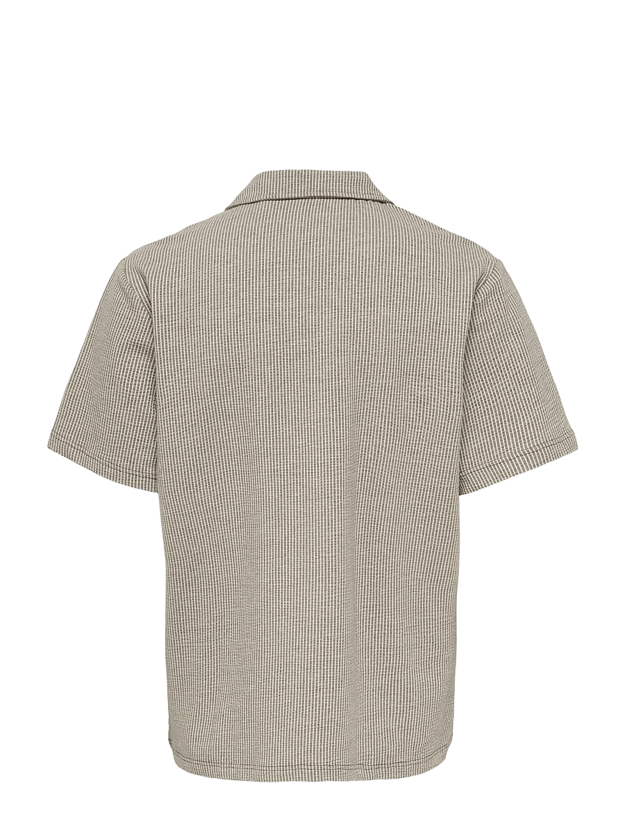 ONLY & SONS - ONSKIAN LIFE SEERSUCKER STRP SS SHIRT VD - chemises à manches courtes - coffee bean - 2