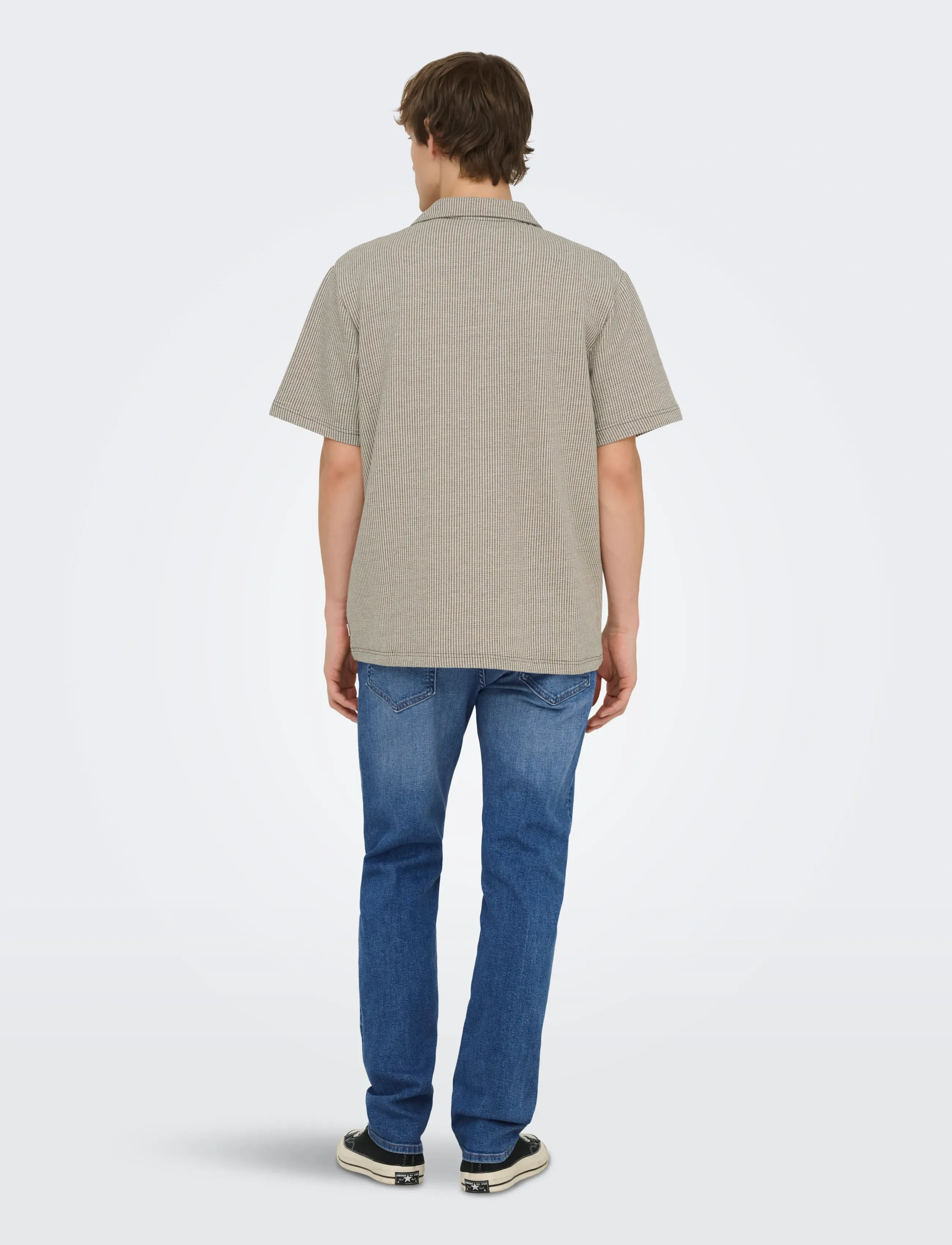 ONLY & SONS - ONSKIAN LIFE SEERSUCKER STRP SS SHIRT VD - chemises à manches courtes - coffee bean - 3