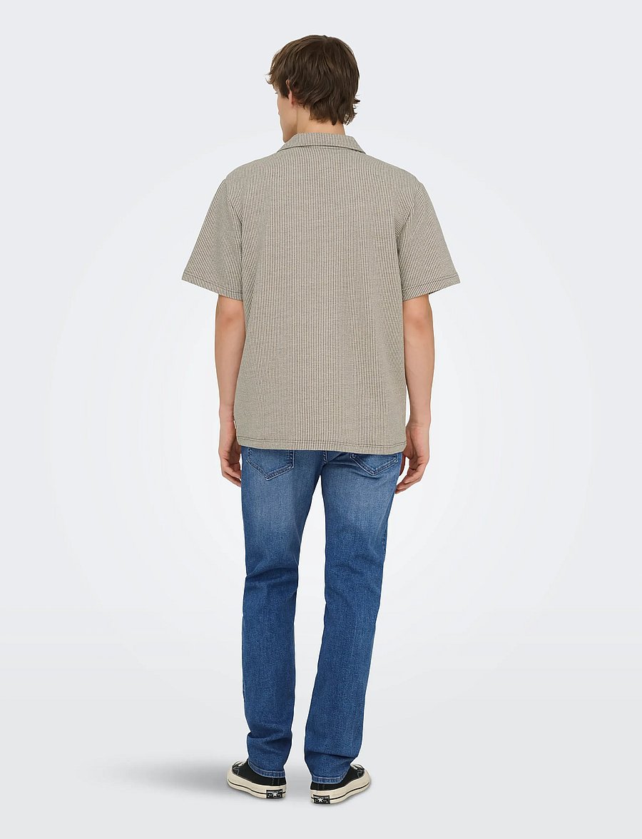 ONLY & SONS - ONSKIAN LIFE SEERSUCKER STRP SS SHIRT VD - chemises à manches courtes - coffee bean - 3