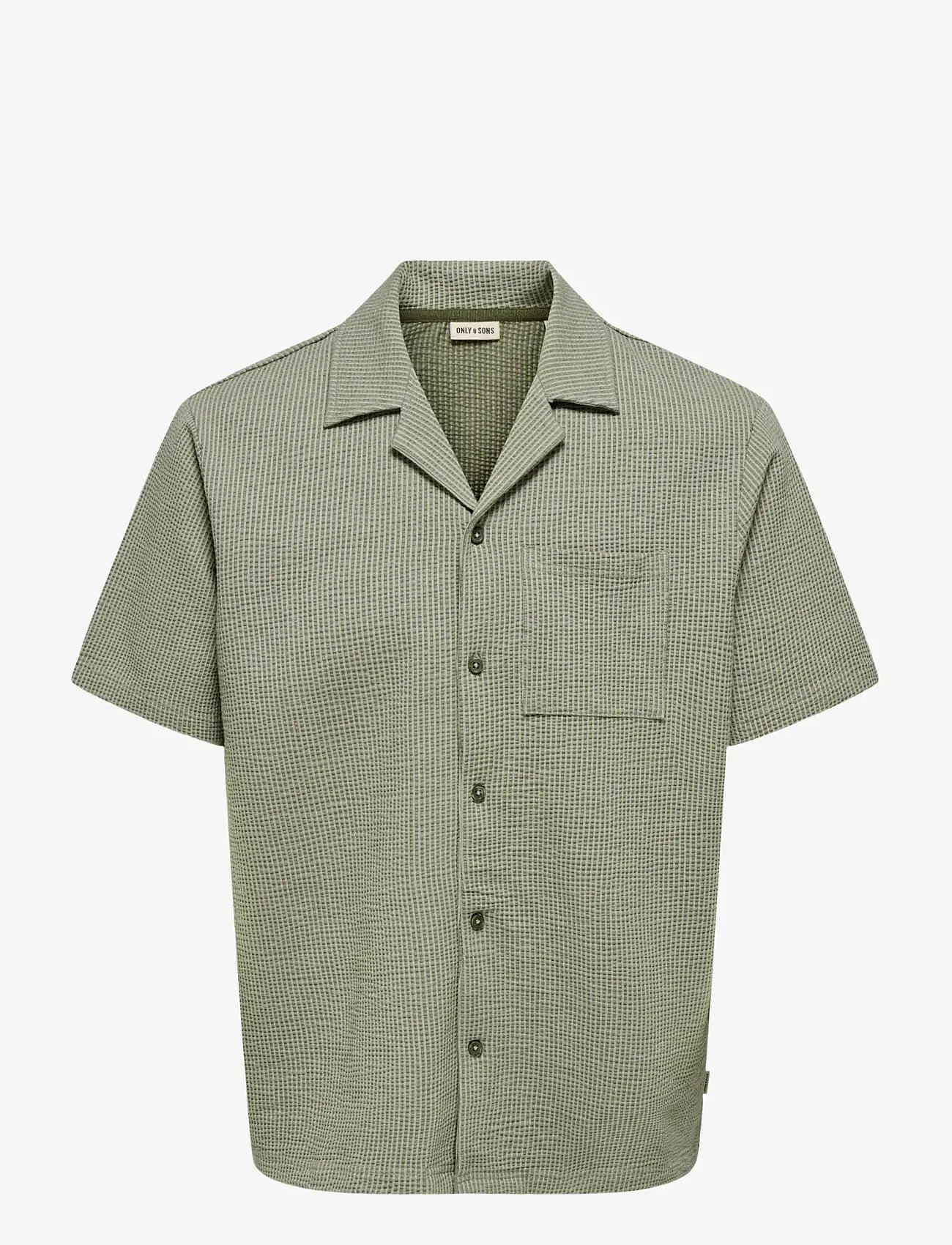 ONLY & SONS - ONSKIAN LIFE SEERSUCKER STRP SS SHIRT VD - kurzarmhemden - olive night - 0