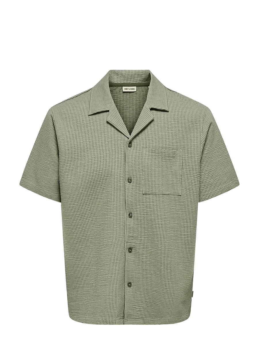 ONLY & SONS - ONSKIAN LIFE SEERSUCKER STRP SS SHIRT VD - chemises à manches courtes - olive night - 0