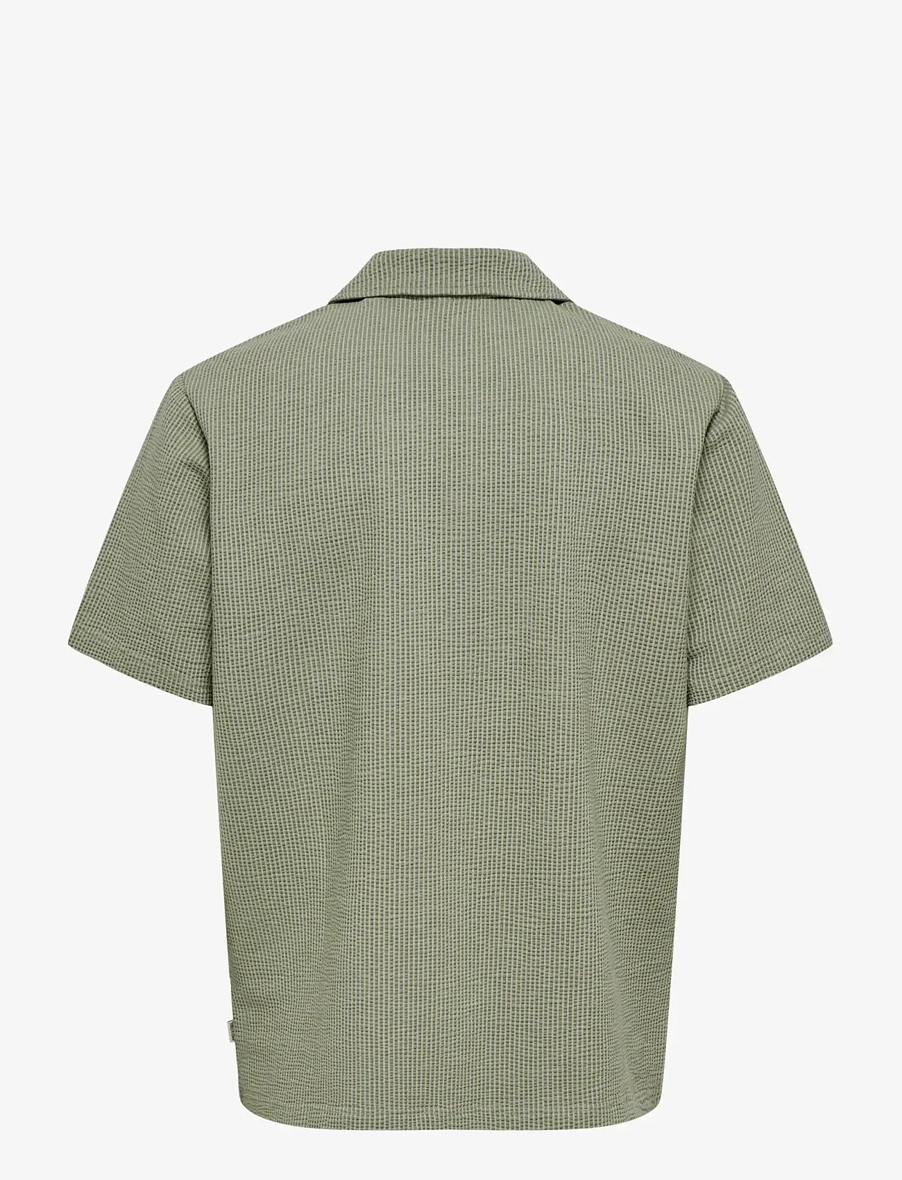 ONLY & SONS - ONSKIAN LIFE SEERSUCKER STRP SS SHIRT VD - kurzarmhemden - olive night - 1