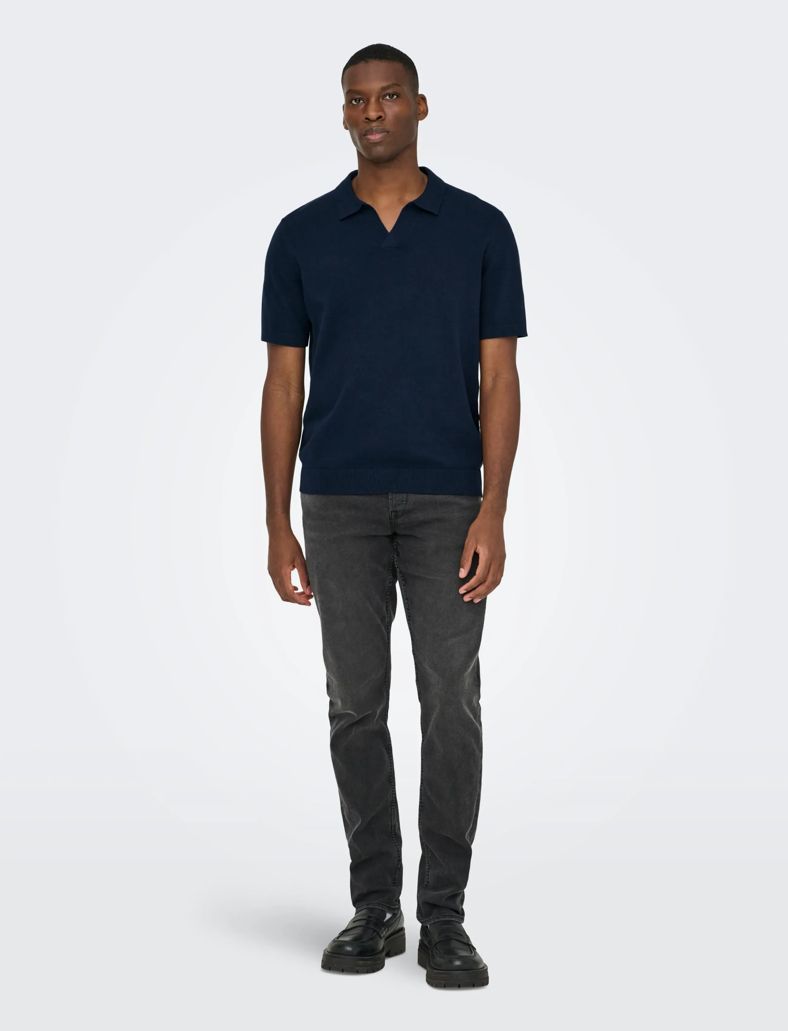 ONLY & SONS ONSTHY LIFE REG SS RESORT KNIT - Riided - DARK NAVY / navy