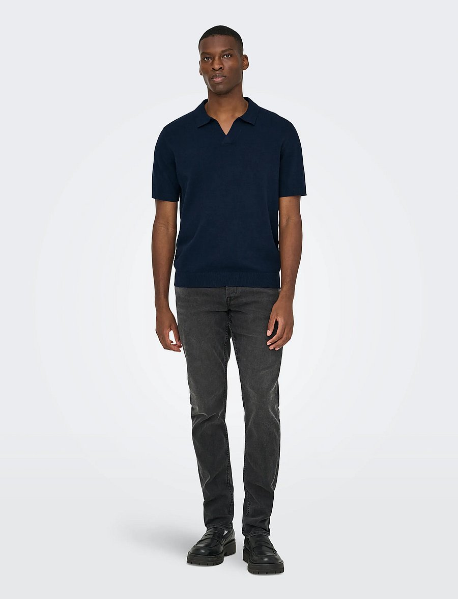 ONLY & SONS - ONSTHY LIFE REG SS RESORT KNIT - kortärmade pikéer - dark navy - 0