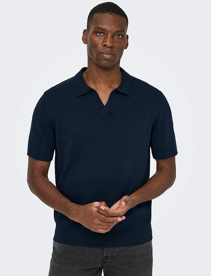 ONLY & SONS - ONSTHY LIFE REG SS RESORT KNIT - kurzärmelig - dark navy - 3