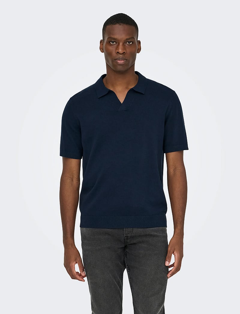 ONLY & SONS - ONSTHY LIFE REG SS RESORT KNIT - kurzärmelig - dark navy - 4
