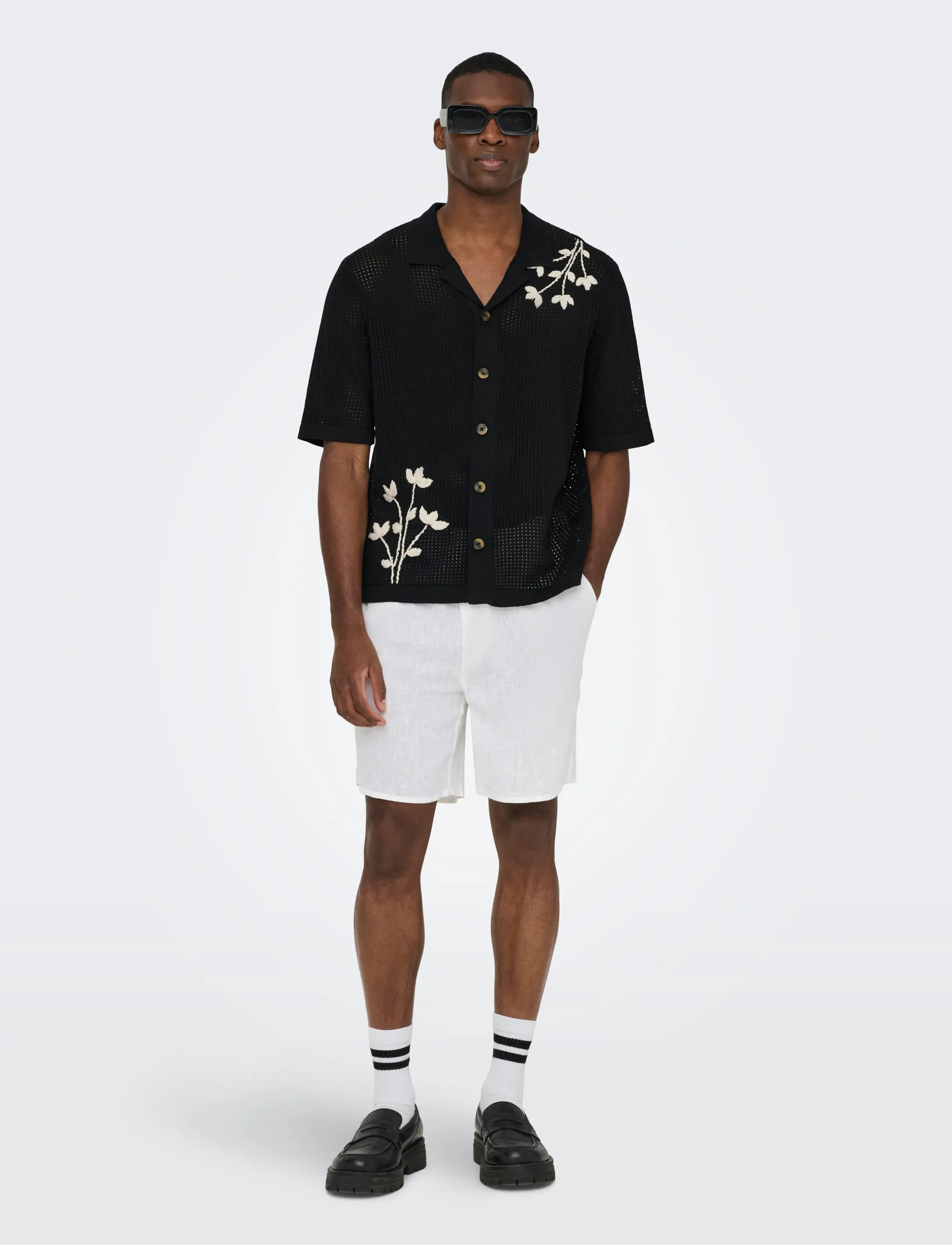 ONLY & SONS ONSTEGAN LIFE RLX SS SHIRT KNIT - Neuheiten - BLACK / black