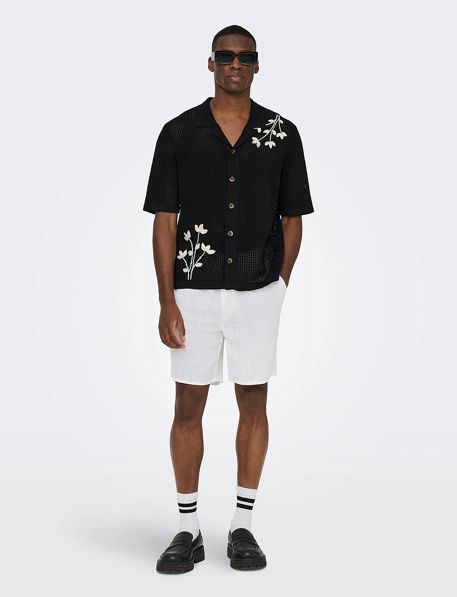 ONLY & SONS - ONSTEGAN LIFE RLX SS SHIRT KNIT - kortærmede skjorter - black - 0
